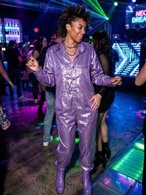 Suzi Kondi Shimmery Lurex Purple Jumpsuit